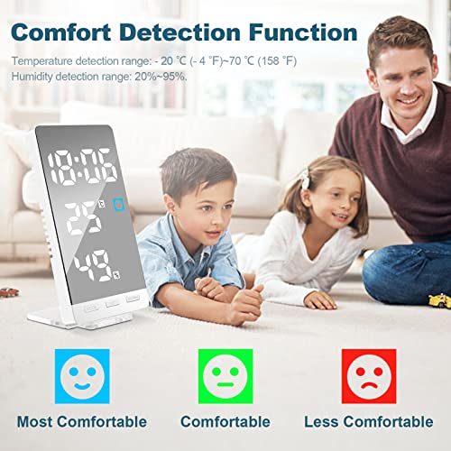 Yimmsoka Digital Alarm Clock,Led Clock Digital With Temperature Humidity,Desk Clocks For Office,Aesthetic Alarm Clock,Light Up Wall Clock,Bedside Clock With Usb Charger 6.7 Inch(White) #TOP2
