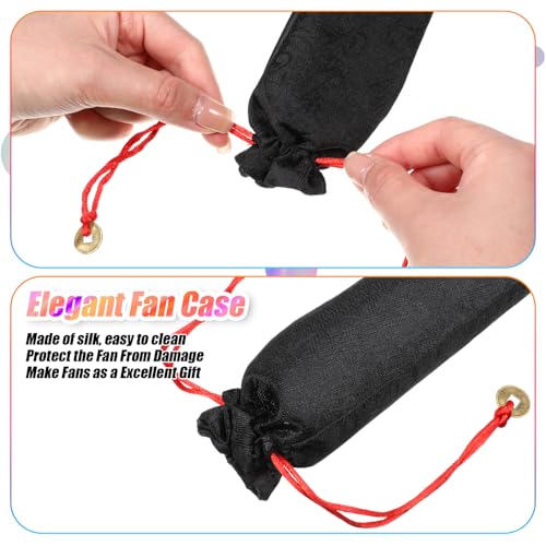 Image of Maitys Large Rave Fan Folding Handheld Fans 13'' Clap Fans for Line Dancing Clack Fan Holographic Festival Accessory for Martial Art Gift Performance, Includes 2 Pouch