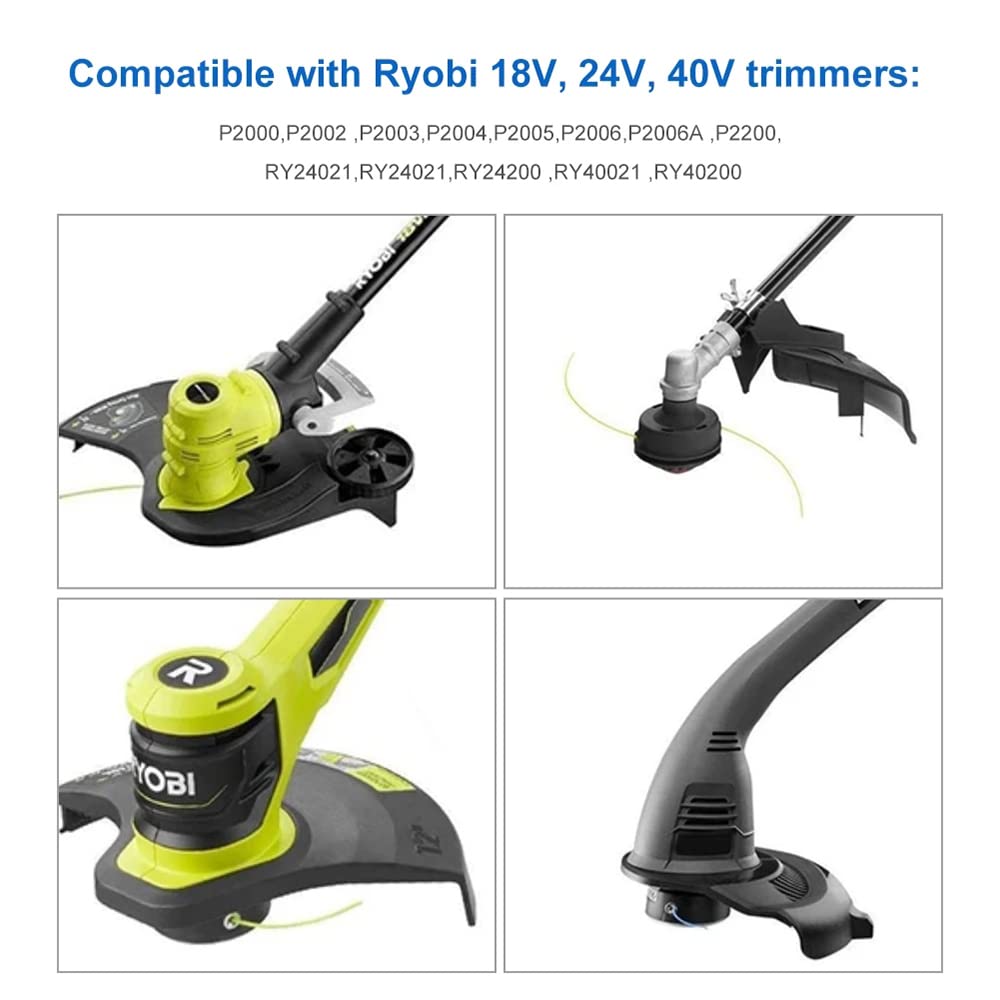 RISELION Trimmerfadenspule AC14RL3A Für Ryobi Akku-Trimmer – 6 Spulen + 2 Abdeckungen, Ø1,6mm, 3,4m Länge