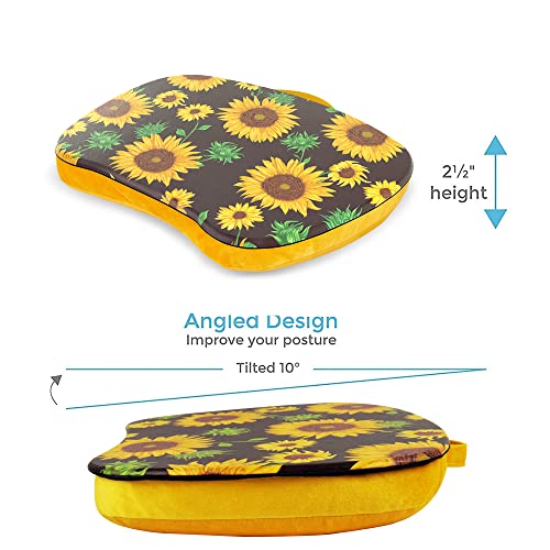 Qielizi Lap Laptop Desk - Portable Lap Desk With Pillow Cushion, Fits Up To 15.6 Inch Laptop For Home Office Students Use As Computer Laptop Stand, Book Tablet(1-Sunflower In Black) #TOP5