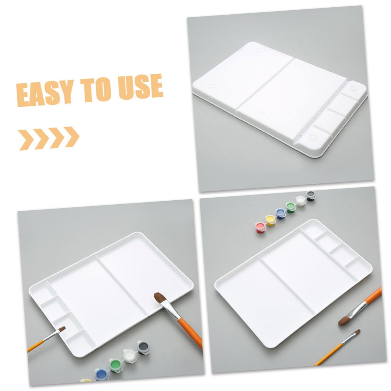 Palette de Peinture Carrée à Compartiments en Plastique PP Blanc