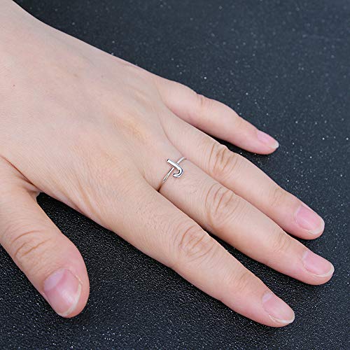 Aoedej 925 Sterling Silver Stackable Initial Letter Rings Capital Letter Ring Charm Initial Band For Women (J, 7) #TOP1