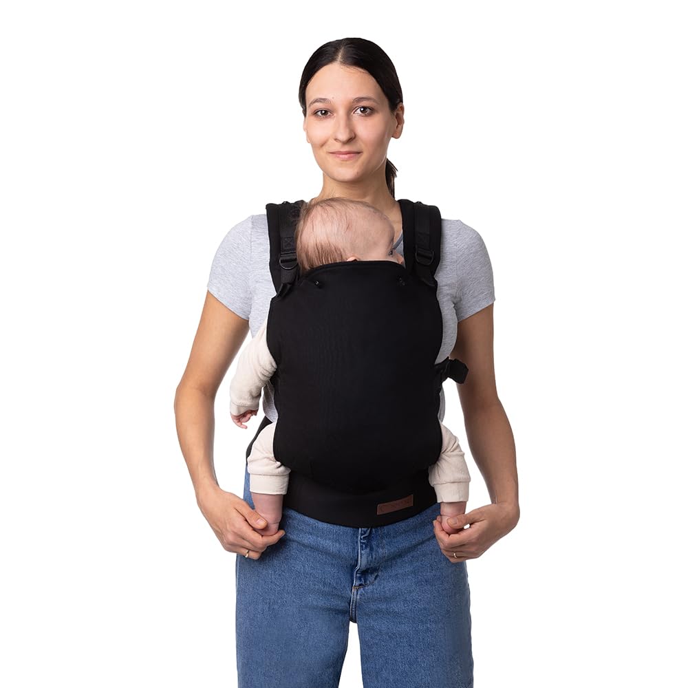 Marsupio MoMi COLLET per bambini di 3-48 mesi (peso 4-20 kg), 2 posizioni di sostegno con 6 punti di regolazione, con cappuccio e poggiatesta per il bambino