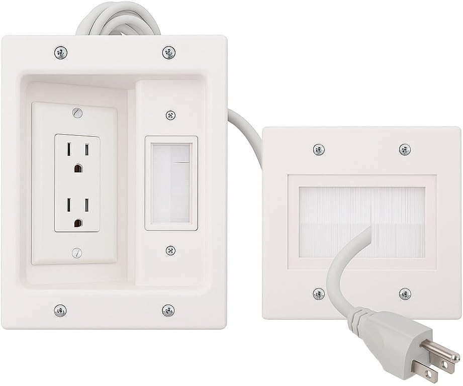 in Wall Cable Concealer Kit – Paintable Cord Management System for TV, Home Theater & Office, Easy DIY Wire Hider Raceway for Power & Low Voltage Cables