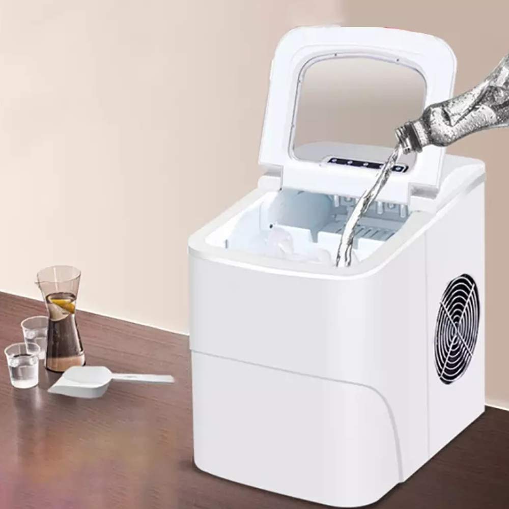 Portable Machine for Countertop - Makes 33 Lbs(15KG) of Ice Per 24 s - Ice Cubes Ready in 8 Minutes - Electric Ice Making Machine with Ice Scoop