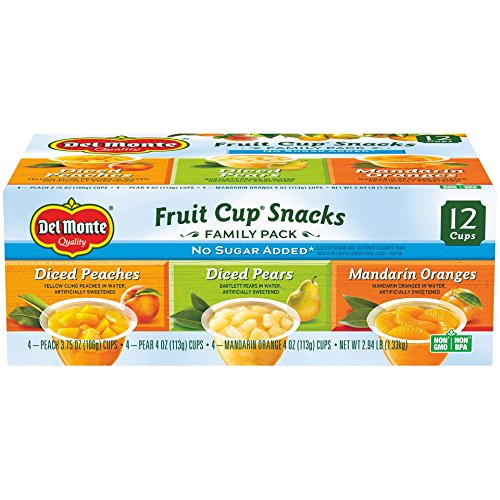 Del Monte No Sugar Added Fruit Cup Variety Pack (Peaches, Pears, Mandarin Oranges)
