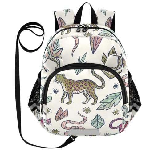 Sac à dos d'école pour petit garçon ODAWA aux motifs tropicaux léopards et serpents