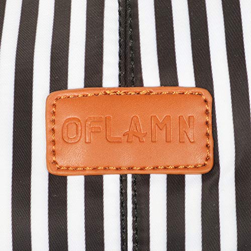 Oflamn Duffle Bag Smooth Nylon Leather Weekender Overnight Travel Carry On Bag (Black White Stripe)