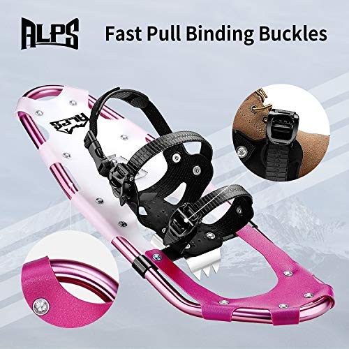 ALPS 25 Inches Light Weight Snow Shoes Set for Women, Girls, Aluminum Snowshoes for Hiking and Outdoor Activities