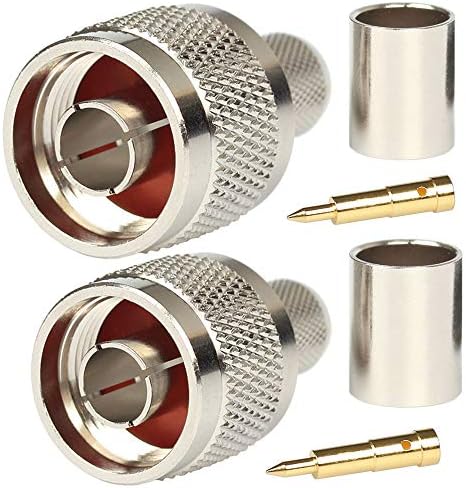 5-Pack N Type Connector Male Crimp On Plug Coaxial Connector for LMR400 Belden 9913 50 Ohm Low Loss RF Coaxial Cable