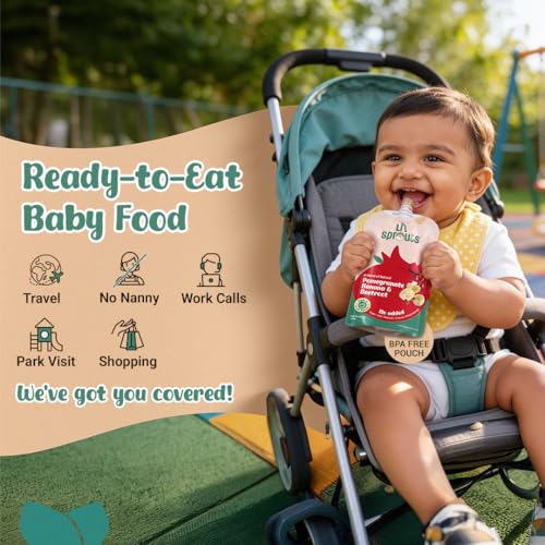 Image of Li'l Sprouts FruGies Veggie Lover Combo Pack | Baby Food Puree | 4 Flavours | 6 Months+| Ready-to-Eat | Infant Travel Food | Pack of 8, 100g each | All Natural, No Salt, No Sugar and No Preservatives | Packed with Nutrients | Ready-to-Eat