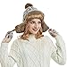 OMECHY Womens Knit Peruvian Beanie Hat Winter Warm Wool Crochet Tassel Peru Ski Hat Cap with Earflap Pom Grey