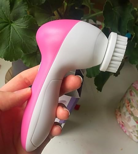Massageador Escova Facial 5 Em 1 Limpeza Pele Esfoliante Portátil (Rosa)