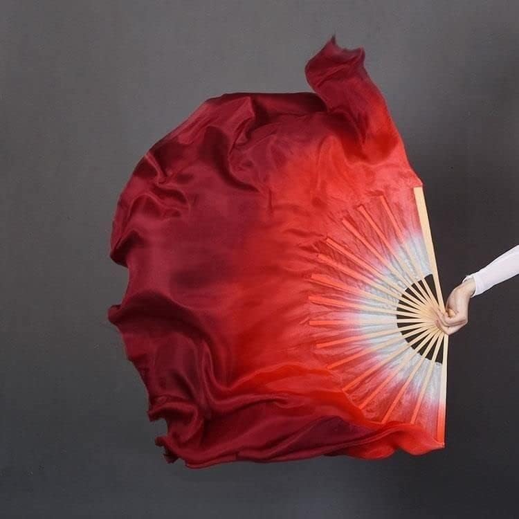 Gradient Silk Dance Fan Classical Dance Belly Dance Festival Stage Performance Props 76cm Long (Color : RedLeft) (Color : Redleft)(Redright)