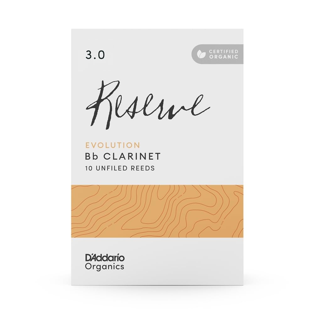 Organic Reserve Evolution Bb Clarinet Reeds - Reeds for Clarinet - Individually Sealed - 3.0 Strength, 10 Pack
