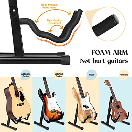 Image of CAHAYA Guitar Stand A-Frame Foldable Guitar Holder Stable and Portable Universal Metal Guitar Stand Fits Almost All Guitars CY0251