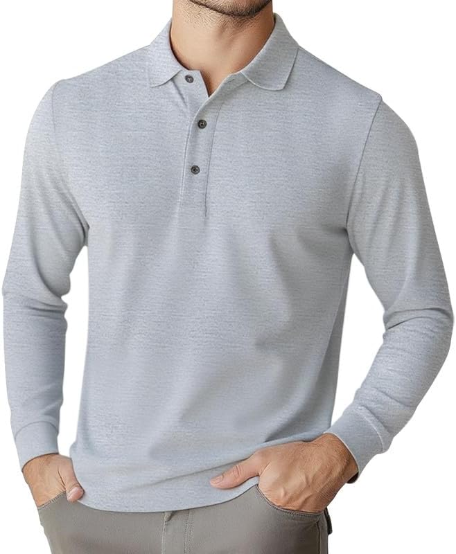 Men's 3-Pack Long Sleeve Polo Shirts – Moisture Wicking Golf Shirts for Work, Casual Workout - Image 2