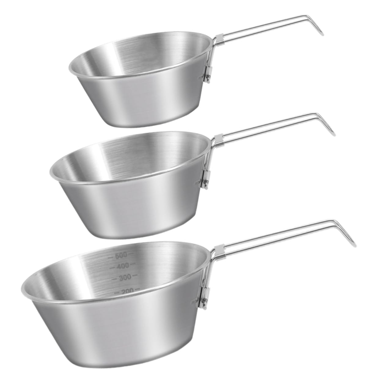 SUPVOX Stainless Steel Camping Bowl with Folding Handle Multi-use Picnic Barbecue Bowl Collapsible Camping Utensil Set