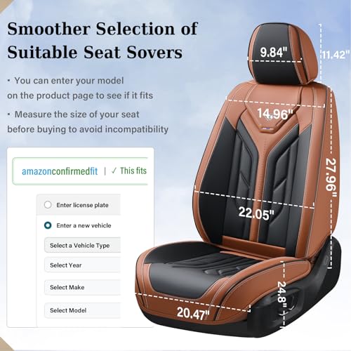 Image of Coverado Seat Covers, Car Seat Covers Full Set, Faux Leather Seat Covers for Cars, Automotive Seat Covers Car Seat Protector Car Accessories Fit for Most Sedans SUV Pick-up Truck(Black&Brown)