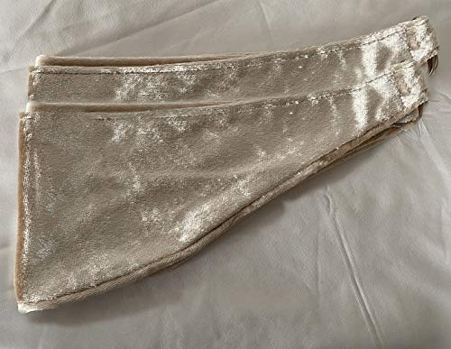 Image of PAIR of Crushed velvet Curtains Holdbacks, tie backs CREAM
