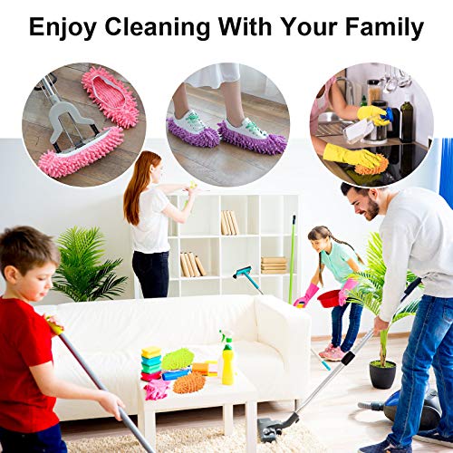 Hanmir Unisex-Kids 10Pcs Mop Slipper Shoes Cover, Soft Washable Microfiber Shoes Cover, Reusable Foot Socks For Floor Polishing, Sweeping Mop Tool For Bathroom, Office, Kitchen, House Cleaning #TOP6