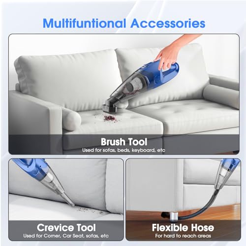 Handheld vacuum cordless with accessories for versatile cleaning