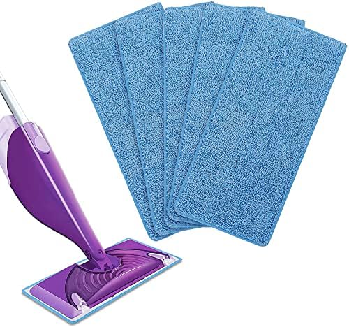 Reusable Flash Powermop Liquid Refill Pads for Flash Power Mop, Absorbing Pads Blue for Wet & Dry Floor Cleaning Washable Microfiber Mop Heads, 1 Pad can be Used More Than 100 Times (5 Pack)