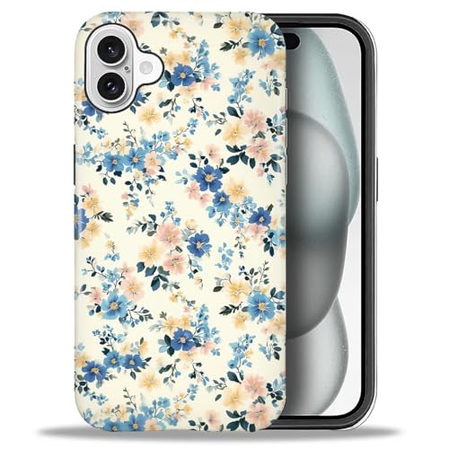 Coque iPhone 16 Plus antichoc rigide fleur bleue pour les sorties - 3