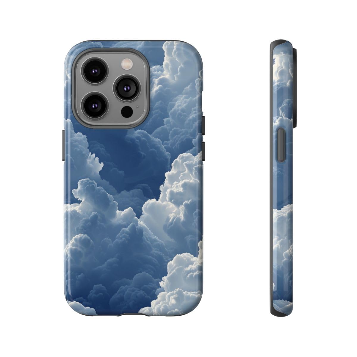 Coque rigide iPhone 14 Pro nuage bleu 3D brillante anti-rayures - 5