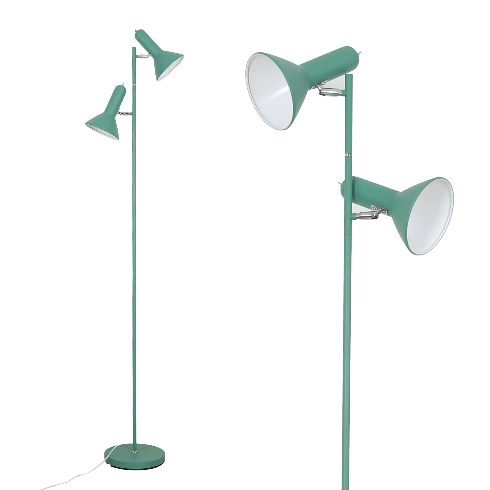 Lampe de lecture Lampadaire E27, 2 flammes max 60W (sans ampoule), lampadaire salon hauteur 161cm, lampadaires rétro vintage, métal industriel lampadaire pour canapé, chambre à coucher, bureau