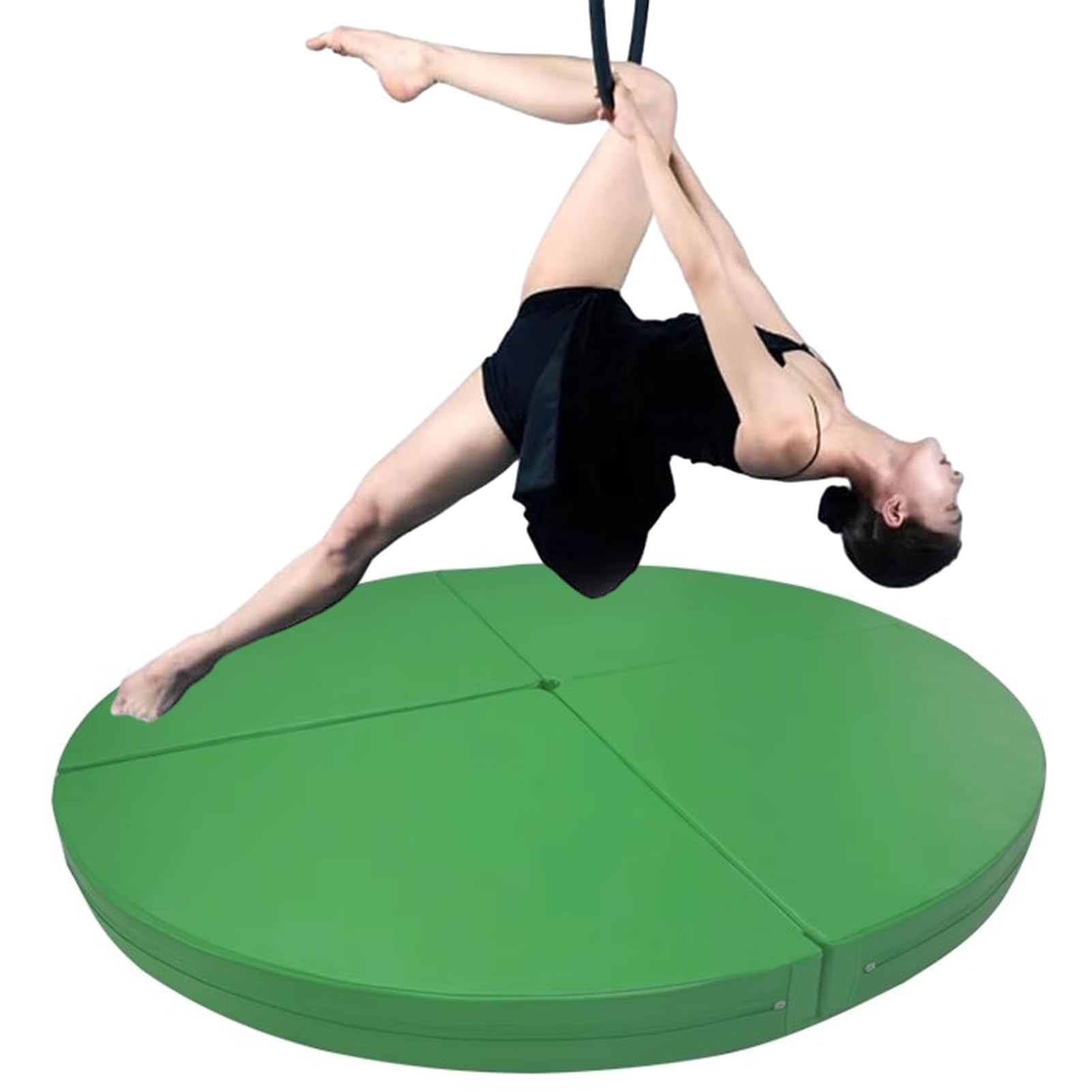 Wjftoday Green2 Aerial Hoop Crash Mat - Foldable 160Cm Circular Foam Pad For Dance & Gym - 1/2/4 Inch Thick Epe Yoga Exercise Mat, Green - Perfect For Home Gym & Pole Dancing