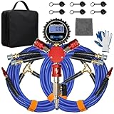 MILADO 4 Way Tire Inflator, 4 Tire Inflation Deflation System, 4 Tire Air Up Down System, Off Road Tire Inflator with Gauge, Air Down Tire Deflators Kit for Trucks Jeeps Fits Up to 125' Wheelbase