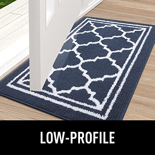 Buganda Indoor Door Mat, Resist Dirt And Absorbent Entrance Mat, Anti-Slip, Low Profile Inside Floor Mat Doormat For Entryway (32X20 Inches, Navy Blue) #TOP3
