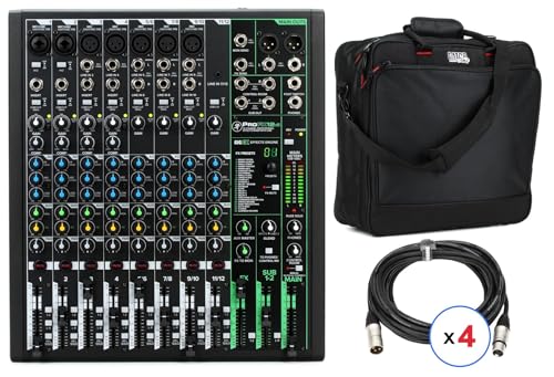 Mackie ProFX12v3 12-Channel Professional Mixer with Built-In Effects, USB Interface, Gig Carry Bag, and XLR Microphone Cables for Live Sound, Recording, Streaming, and Podcasting