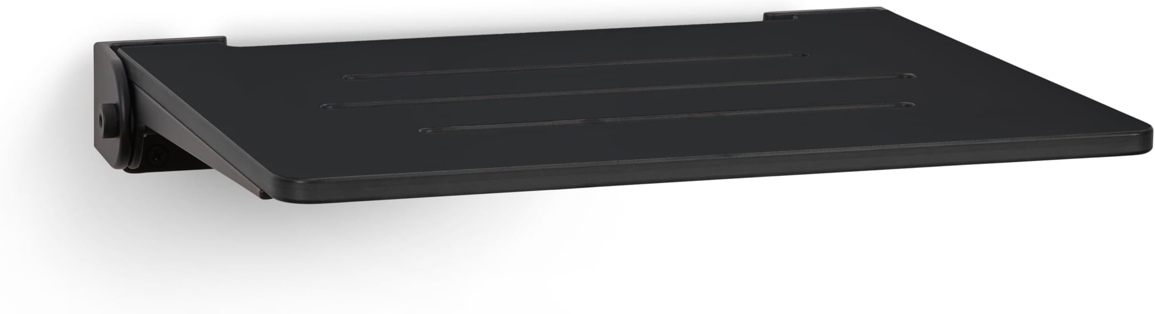 Seachrome 18 inch Silhouette Slimline Folding Wall Mount Shower Bench Seat, Matte Black Seat with Matte Black Frame