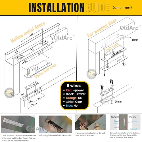Image of OldArc EL5 Smart Electric Bolt Lock | 5 Wire Autolock Hidden Boltlock with Time Delay & Door Lock Feedback | 12VDC FailSafe Drop Bolt Lock for Metal Wooden Door Electronic Lock for Essl Access Control