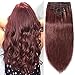 S-noilite Clip in Human Hair Extensions Thick True Double Weft Clip in Hair Extensions 100% Remy Human Hair Full Head 8 Pieces 18 Clips Straight Silky (18 Inch - 140g,Dark Auburn (#33))