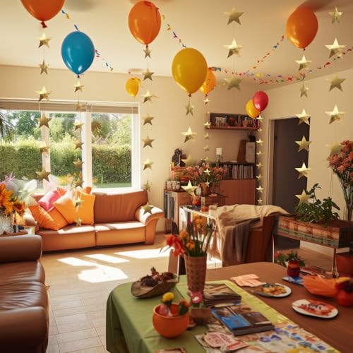 Image of Patelai 210 Feet Glitter Star Garland Banner 2026 Party Decoration Double Side Star Hanging String Streamer Paper Twinkle for Graduation Wedding Birthday (Champagne Gold)
