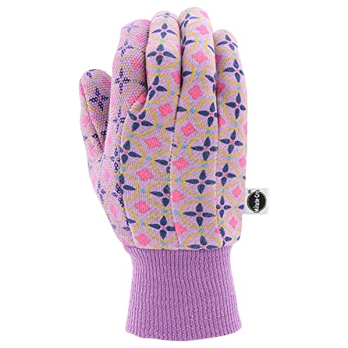 Miracle-Gro Women's Printed Jersey Dotted Palm Garden Work Gloves, Light Weight Shell, Elastic Knit Wrist, Excellent Grip, Pink/Purple, Medium, (Mg65757/Wml) #TOP1