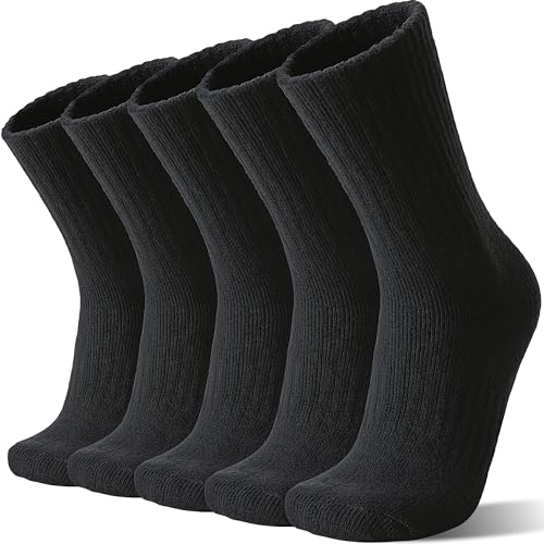 Image of Sandsuced 5 Pack Merino Wool Boot Hiking Socks for Women Warm Winter Thick Thermal Cozy Work Soft Ladies Socks