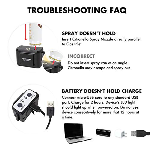 Downtown Pet Supply - Citronella Dog Collar - Humane No-Bark Collar Set With Citronella Spray - Rechargeable, No-Shock Bark Collar - Collar, Spray Device, Citronella Spray, Usb Charger & Manual #TOP6