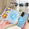 Funda tipo cartera para Samsung Galaxy A57, compatible con MagSafe, cubierta magnética desmontable de cuero PU 2 en 1 con bloqueo RFID, porta tarjetas, cremallera, correa para muñeca, azul cielo floral 4