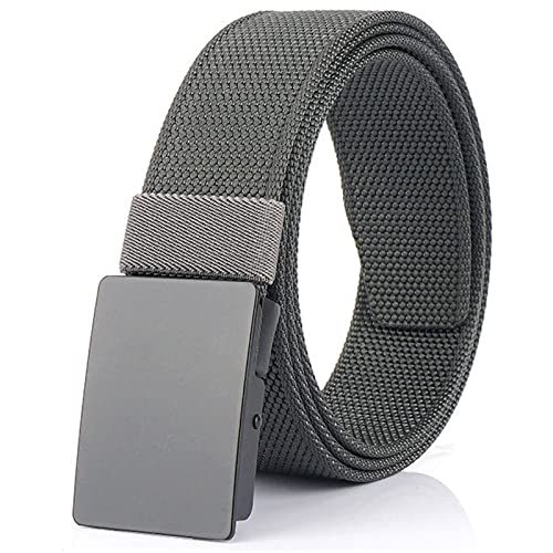 Cinturones casuales para hombre ajustables para ajuste exacto, con hebilla militar negra sólida abatible, gris, Taille unique Cover