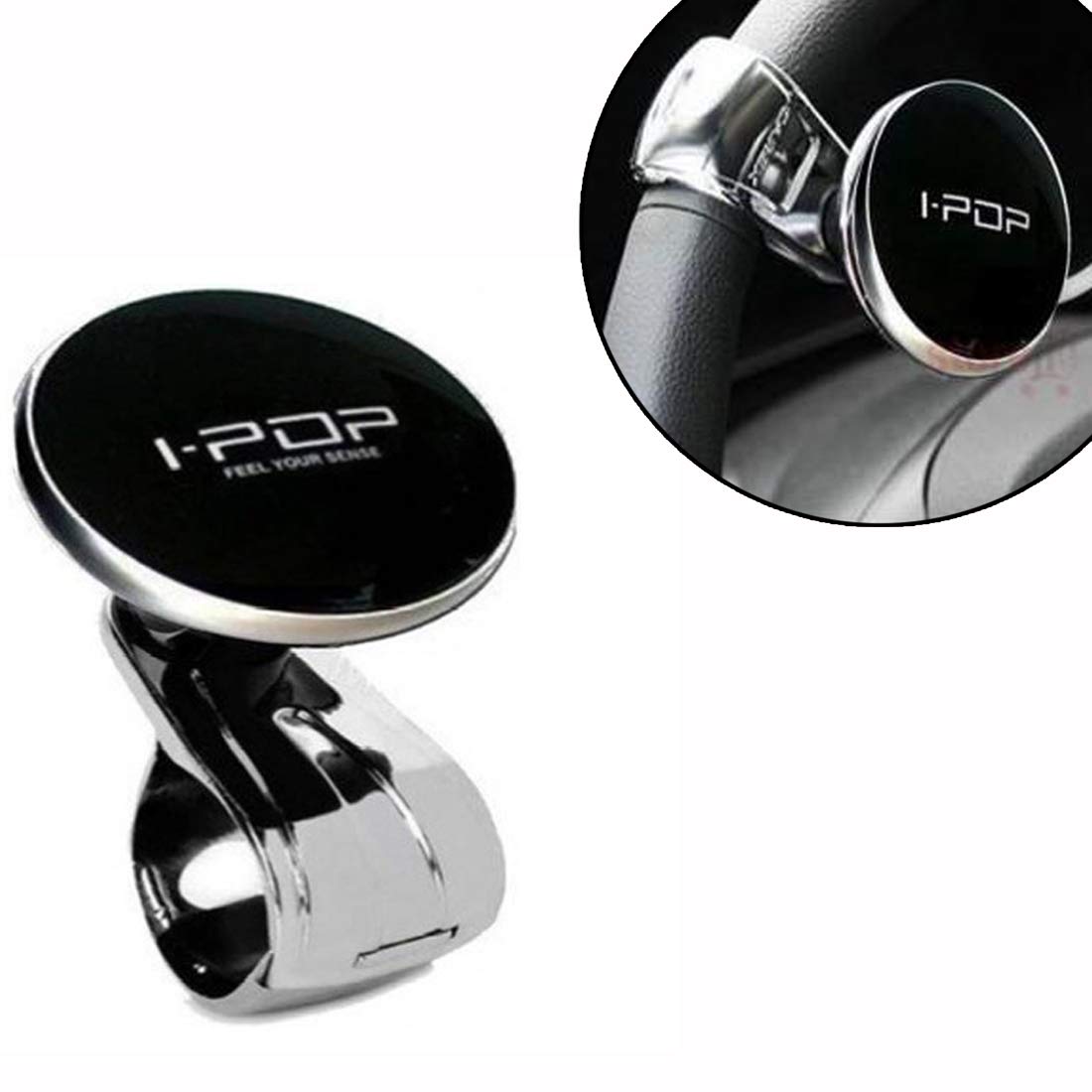 ASHNIT Automobiles i-Pop Black Big Size Car Steering Wheel Power Holder Knob Spinner (Made in India)