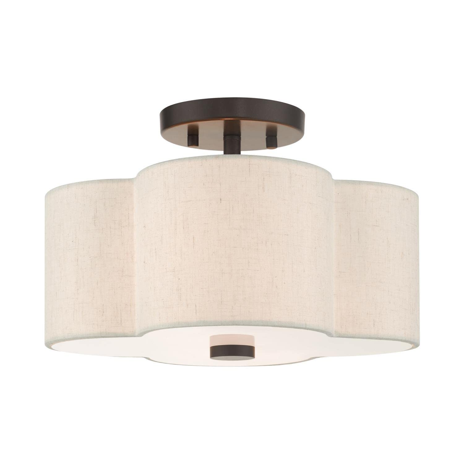 livex lighting 2 light english bronze semi flush, 13 x 13 x 8.5