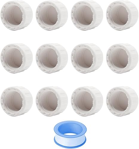 12 unids 12 pulgada PVC blanco rosca hembra tapón tapón adaptador PVC accesorios 12 "ajuste para 0.5 pulgadas tubos o accesorios SCH40 HE031-12
