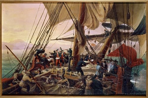 Pintura mural de lienzo decorativo vintage de Ambrose Louis Garneray, cuadro de 60x90cm