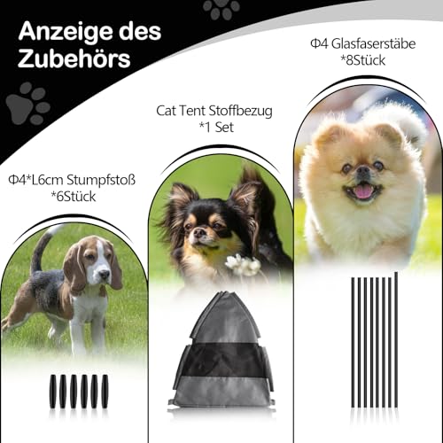 Babyezz Hunde/Katzenzeltbett, Wasserdichtes Tipi Zelt,Atmungsaktives,Waschbares Hundehaus Für Drinnen Und Draußen,Tragbares Hundehöhle/Katzen Höhle,Für Kätzchen,Welpen (Grau, S)