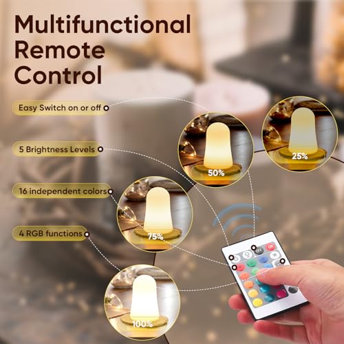 Velas LED recargables con mando a distancia y base de carga de 12 luces 5