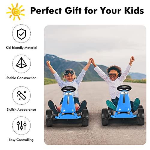 Olakids Pedal Go Kart For Kids, 4 Wheel Powered Ride On Toy Car, Outdoor Indoor Foot Racer For Boy Girl With Adjustable Bucket Seat, Eva Tires, Clutch, Manual Brake (Blue) #TOP7